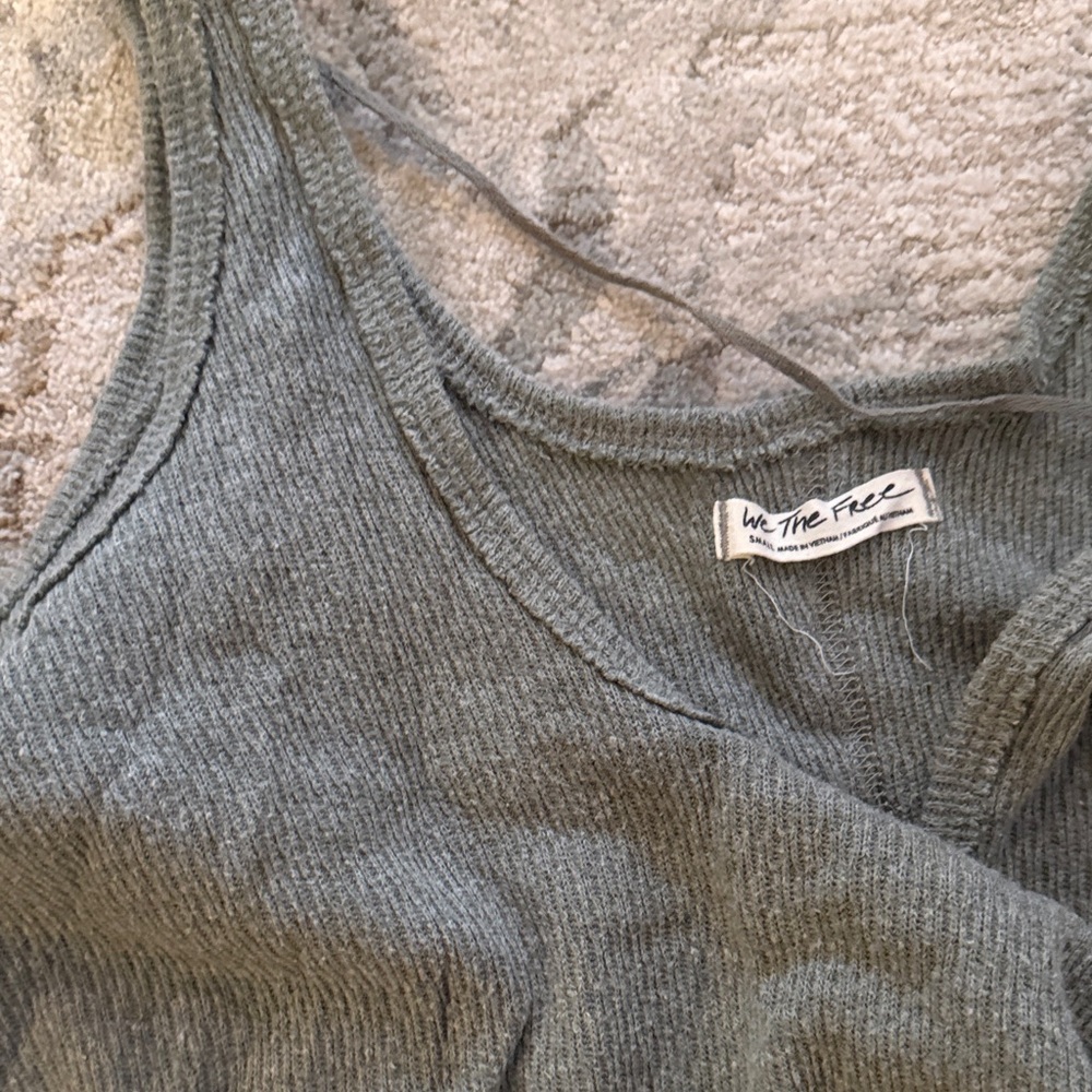 Free People Washed Sage Ribbed Cropped Tank - Picture 2 of 2